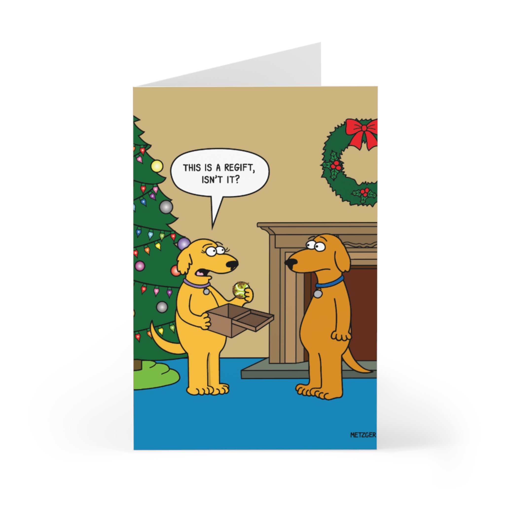 Funny Christmas Dog Greeting Cards (7-Pack) — Holiday Cartoon Card Set